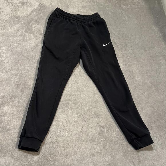 Nike Sportswear Club Fleece Pants Mens Small Black Joggers Swoosh Sweatpants - Picture 1 of 12